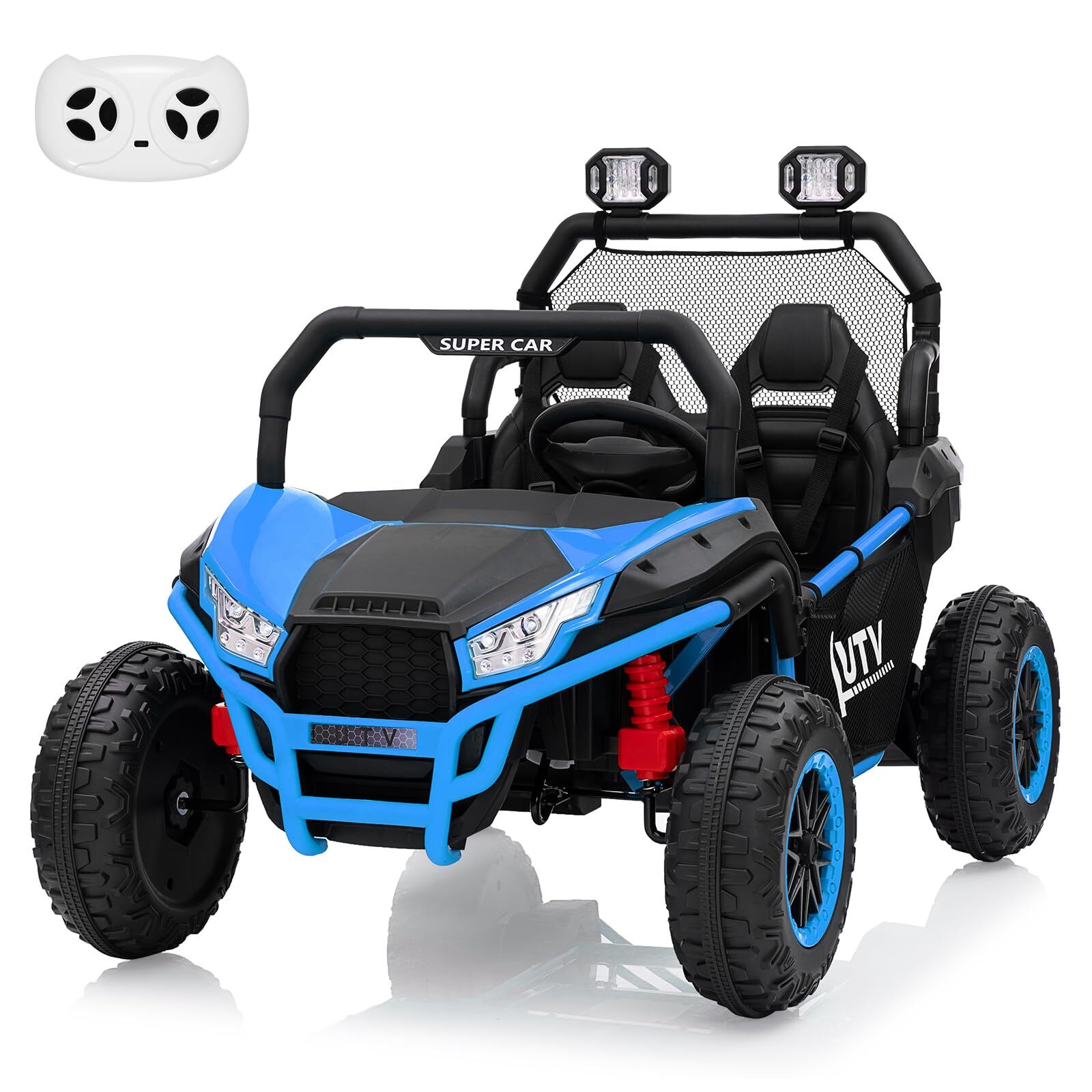 Juibresa 24V Ride-On UTV for Kids, 2-Seater Electric off-Road Truck with Remote Control, 3 Speeds, Bluetooth, LED Lights, Metal Frame, Music, Ride on Car Toy for Kids Toddlers